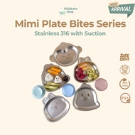 Littlebebeshop 316 Stainless Steel MPASI Plate Mimi Plate Bites - Food Grade Silicone Anti-Spill Suc