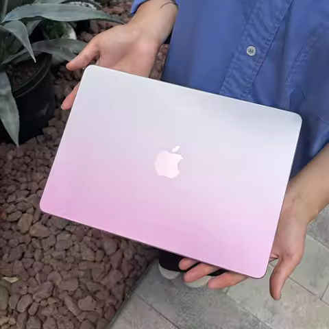 Pink Gradient Powder Blusher Crystal Laptop Case For Macbook Air 13.6 M4 NEO 15 M3 Hard Cover For Ma