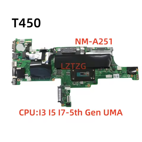 NM-A251 For Lenovo ThinkPad T450 Laptop Motherboard CPU I3 I5 I7-5th Gen UMA FRU 00HN529 100% Tested