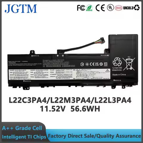 L22M3PA4 11.52V 56.6Wh Laptop Battery for Lenovo IdeaPad Slim 5-14IRL8 5-14ABR8 5-14IAH8 5-16IRL8 16