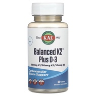 KAL Balanced K2 Plus D3 60 Tablets, Cardiovascular and Bone Support