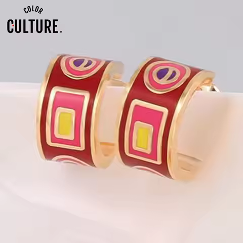 Color Culture New Arrival High Quality Women Enamel Filled Color Design Earrings