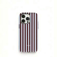 Burga Offline – Phone Case | Brown & Blue Vertical Stripes Design | Aesthetic, Dual-Layer Protection