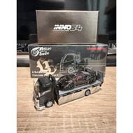 Micro Turbo Tow Flat Bed Truck LBWK With Inno64 Ferrari F40 LBWK Black Chrome