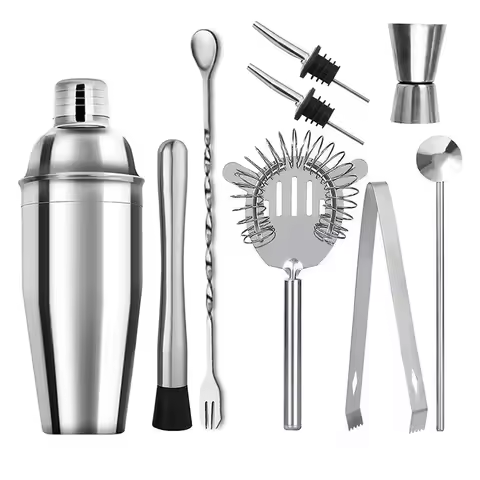 6/9pcs Stainless Steel Cocktail Shaker Bartending Tools Bartender Kit Martini Sharker Drink Mixer Se