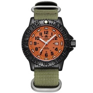 ♔ Addies Dive Men Fashion Casual Watch Calendar Display 50m Waterproof Tube Luminous Watch Orange Dial Rotating Bezel Quartz Watch