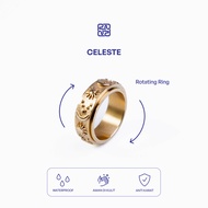 Racabel Celeste Anxiety Ring Gold - Men's and Women's Anxiety Ring Titanium Gold Anti-Rust