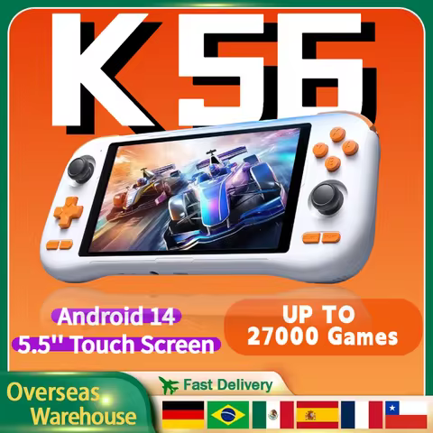 KINHANK K56 Handheld Game Console 5.5'' Touch Screen 50 Emulators for PS1/PSP/DC/SS 5000mAh WIFI5 An