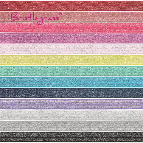 BRISTLEGRASS 2 5 10 Yard 5/8" 15mm Silver Glitter FOE Fold Over Elastics Spandex Bands Tapes Hair Ti