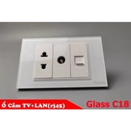 TENKO TK-C18-T075A Tempered Glass In-Wall TV + LAN Network Socket