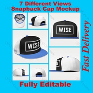 [Instant Download] 7 Different View Snapback Baseball Cap High Quality Mockup Fully Editable in PSD 