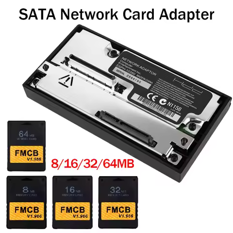 SATA Interface Network Card Adapter w/Free McBoot V1.966 FMCB Memory Card for PS2 Console SATA Inter