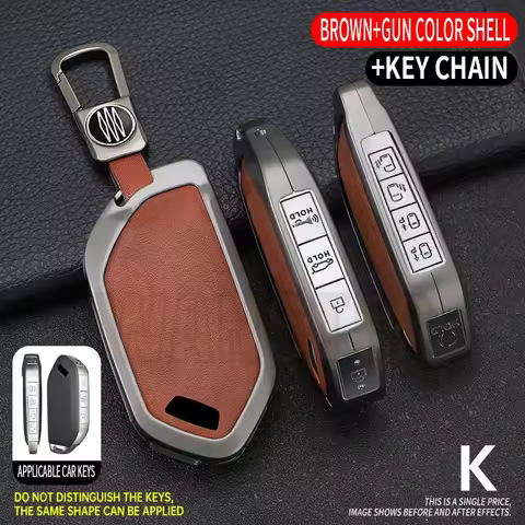 Metal Leather Car Key Cover Fob Case Shell for Kia Picanto Sorento MQ4 Carnival KA4 Morning K5 Caren