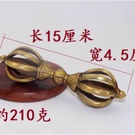 Tanritic เครื่องมือ Nepal ทำด้วยมือทองเหลืองห้าง่าม Cross-Subduing Pestle Vajra Chisel ตกแต่งโบราณอุ