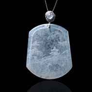 高冰種翡翠山水牌項鍊 18K金鑽石 | 天然緬甸玉翡翠A貨 | 送禮