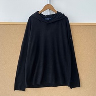 2L-127 SoftHooded Pullover Black Simple Long-Sleeved Sweater Comfortable Elastic Non-Bondage Top Z26
