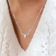 禮物首選 甜美麋鹿角設計款 純銀項鍊 配鑲高等級鋯石 快速出貨