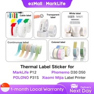 Marklife Continuous and Gap Label Sticker Refill Paper for Labelling Machine P12 Phomemo D30 D50