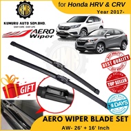 AERO FLAT BLADE WIPER SET For HONDA HRV CRV 2017'- (1 Set / 2pcs) - 26/16 Inch
