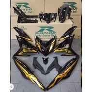 Cover Set Yamaha Y15 V1 V2 Y15ZR Exciter155 Hitam Kilat Sticker Body Gold Chrome Sticker Tanam RACS0