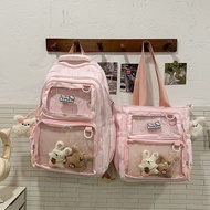 Cute Polka Dot Ita Bag Large Capacity Ita Backpack for Girls School Bag Anime Badge Transparent Shou