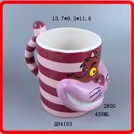 Cute and super cute cat mug Cheshire cat 3D cartoon pink wonderful cat breakfast drinking milk cup