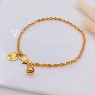 [VELLITA] Rantai Tangan Murah “DNA” Dewasa/Budak ,Bracelet L:13cm-18cm 999.9 Gold Plated>
