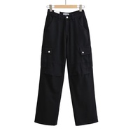 SAY APPAREL: Cargo denim straight pants กางเกงคาร์โก้ผ้าเดนิม