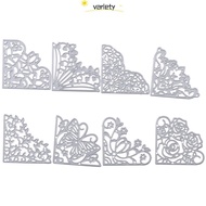 VARIETY 8Pcs Corner Die Cuts, Corner Metal Flowers Die Cuts, Embossing Template Flowers Silver Butte