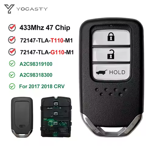 YOCASTY A2C98319100 Remote Smart Car Key 433Mhz 47 CHIP For Honda CR-V CRV 2017 2018 72147-TLA-T110-