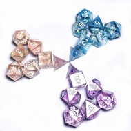 Resin d4dnd Multi-Sided Filling Surface Colorful Flashing Dice Paper Transparent Sharp Corner 7 Set 