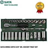 SATA 09902 33PCS 3/8" DR. SOCKET TRAY SET / SOCKET SET / RATCHET / SOCKET / ADAPTOR / UNIVERSAL JOIN