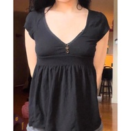 Classic Black Empire Waist Babydoll Top – Soft & Stretchy Knit