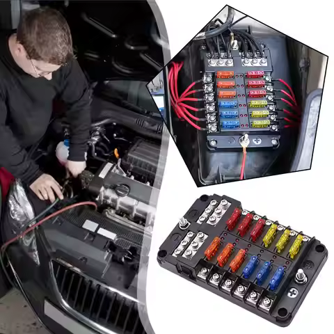Car Boat Fuse Box Holder With 6 Ways 12 Ways Power Fuse 12V Block Warning Holder LED Indicator Distr