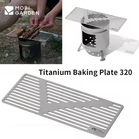 MOBI GARDEN Titanium Grill Rack Net Portable ultralight Outdoor Camping BBQ Baking Plate Picnic Shel