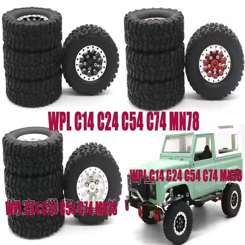 WPL C14 C24 C54 C74 MN78 RC Car Spare Parts Upgrade Metal Wheel Hub Tires
