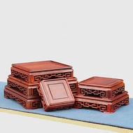 Square Redwood Carve Base, Hollow Out Pedestal, Nature Redwood Display Shelf, Flower Stands, Vase Tr