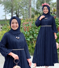 Baju Gamis Viral Anak Perempuan Maxi Zahra Kids Model Full Brokat Remaja Tanggung Lengan Panjang 3-1