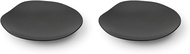 Mino Ware 81-014-226 Miyama Plate, 2 pcs, 6.7 x 6.3 inches (17 x 16 cm), Feuille Fille, Black Matte,