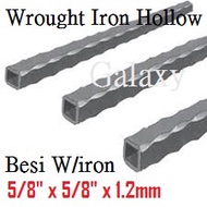 Wrought Iron Hollow Besi Ron Iron Hollow Besi Rock Iron Hollow Wrought Iron Hollow Curve (5/8" x 5/8" x 1.2mm)Besi Bunga