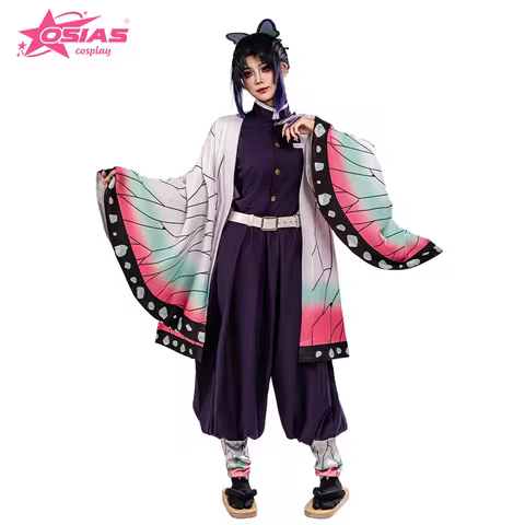 OSIAS Kochou Shinobu Cosplay Costume Set Kochou Shinobu wig Kochou Shinobu shoes
