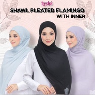 TUDUNG SHAWL PLEATED FLAMINGO WITH INNER (BORONG SAHAJA)