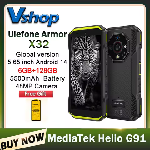 Ulefone Armor X32 Rugged Phone 6GB+128GB Night Vision 5.65 inch Global Version Android 14 MediaTek H