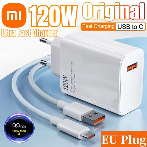 Xiaomi 120W Ultra Fast Charger QC 5.0 EU Plug 6A Type C Cable 67W 55W 33W Rapid Charging Adapter For