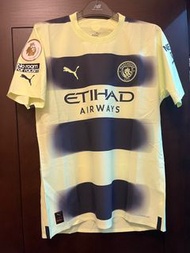 2022/23 Manchester City Third Authentic Shirt  2022/23 曼城 第二作客球衣 （球員版)  M碼 連#9 HAALAND 英超印字 及 英超冠軍章
