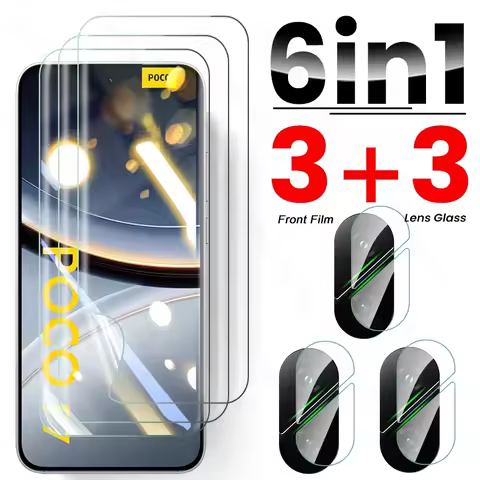 6 In 1 999D Hydrogel Film For Xiaomi Poco F7 5G Curved Screen Protectors On PocoF7 Poko Little F7 F