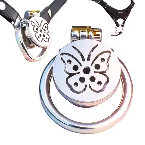 FRRK Negative Breathable Wearable Chastity Cage For Femboy With Stainless Steel Cock Ring Key lock S