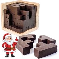 Original 3D Wooden Brain Teaser Puzzle - Stocking Stuffer 3D Puzzle for Kids 8+ & Adults, Desk Toy D