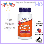 NOW FOODS Solution Vitamin D-3 1000iu &amp; K-2 45mcg 120 Veg Capsules (Exp: Sep2026) Vitamin D3 &amp; K2 for Bone