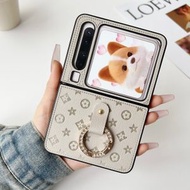 內地直送 - 适用华为PuraX典藏版简约五叶草指环扣OPPO N2/3 FLIP折叠屏VIVO XFLIP保护套 压变皮质荣耀V FLIP2压图P50/60 PocketS印花手机壳小米MIX Fl